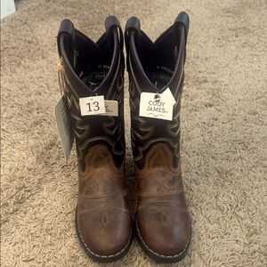 NWT Cody James Kids’ Brown Leather Western Boots Size 13D